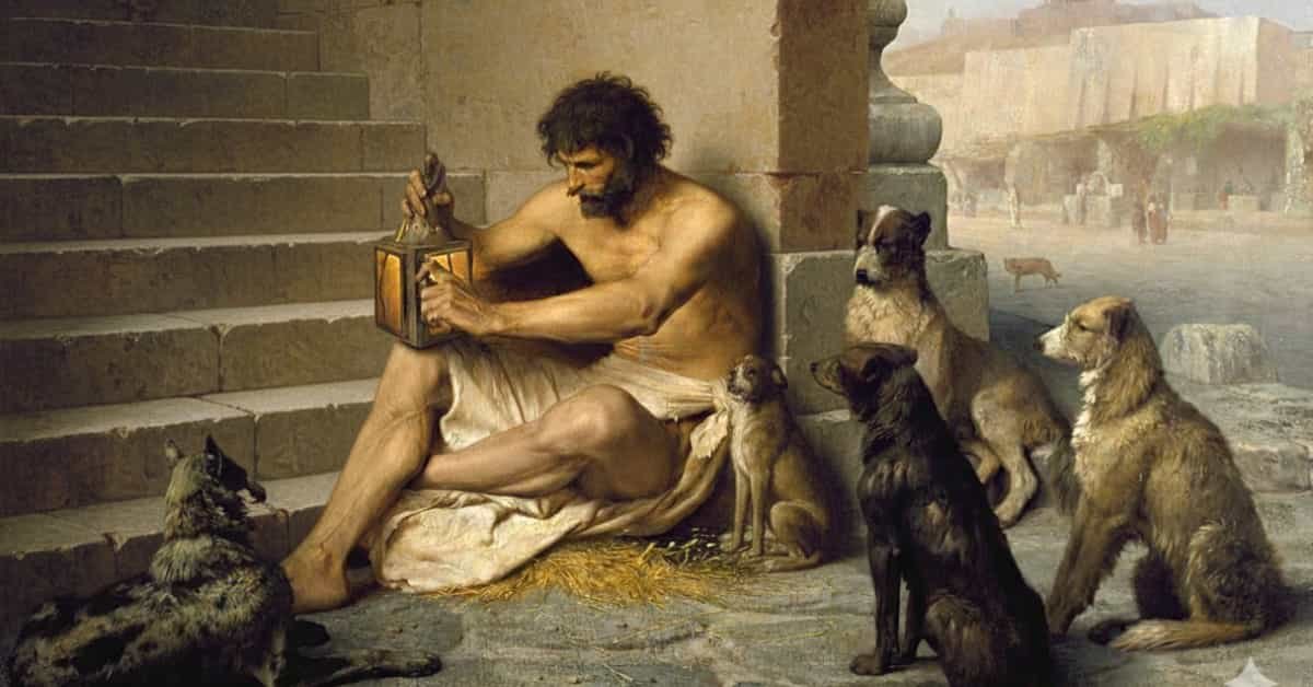 Epicureos y cinicos representados por Diógenes