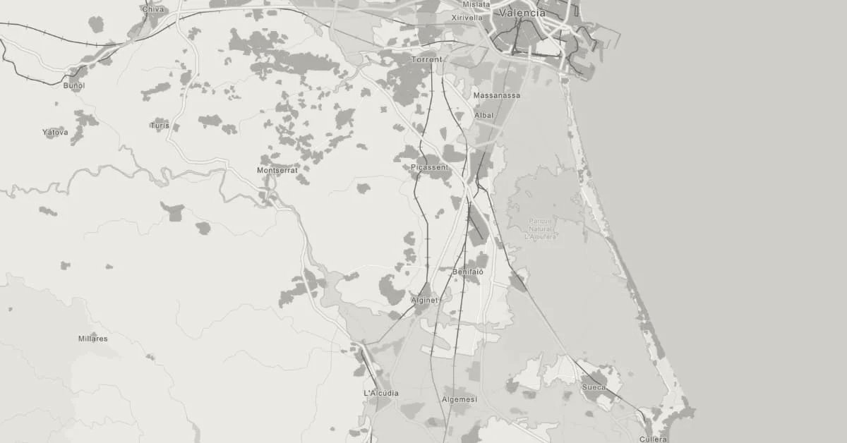 Este mapa muestra las potenciales zonas inundables de una posible dana en valencia