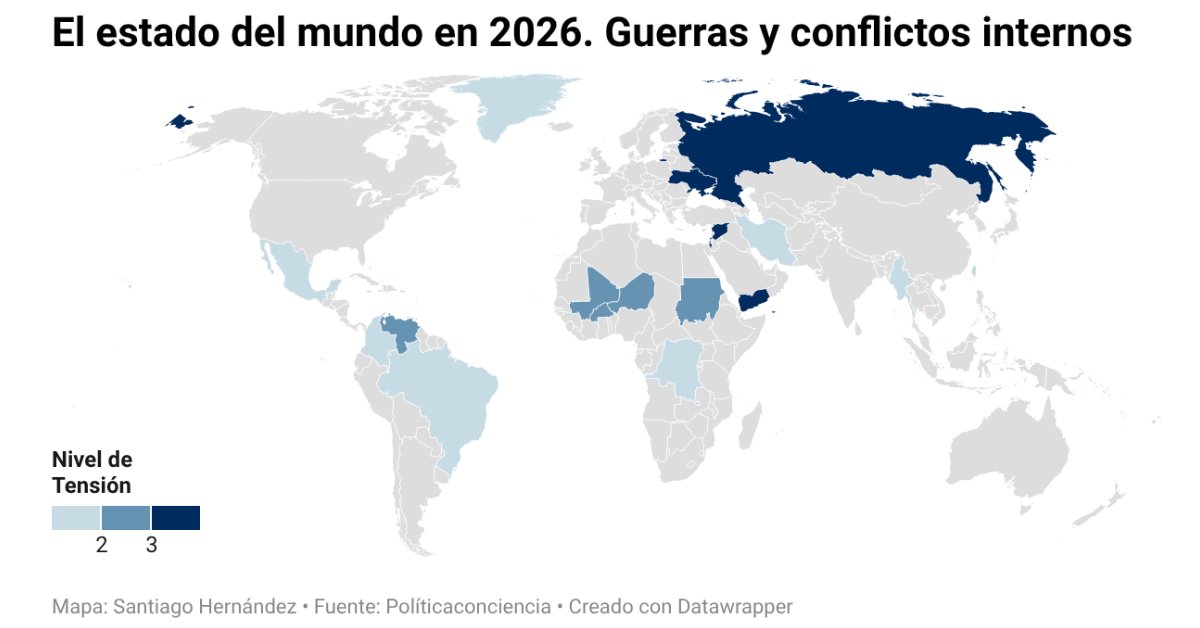 Mapa de los principales conflictos en el mundo en este orden mundial